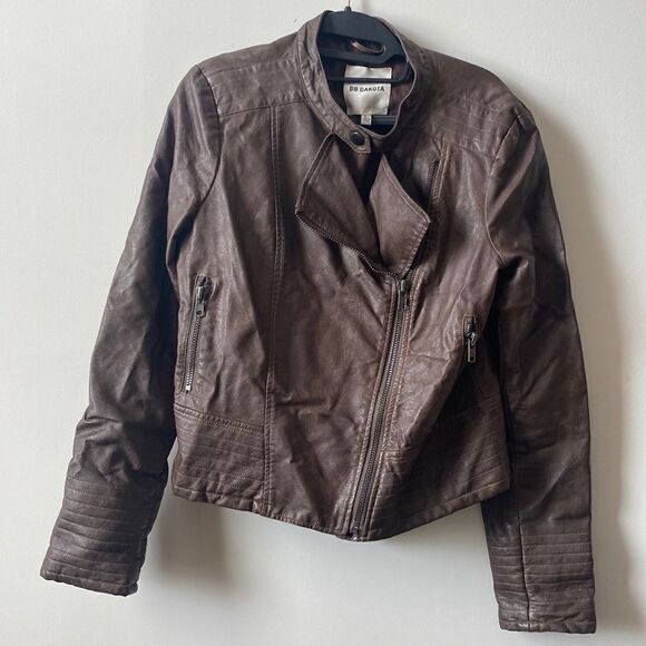 BB Dakota Size L Faux Leather Jacket - Picture 1 of 6